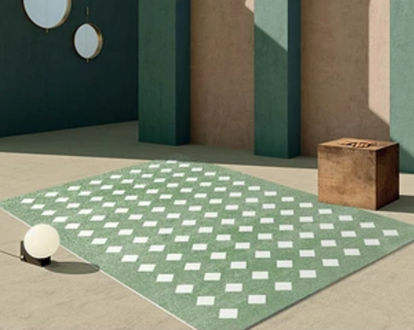 现代绿色几何客厅地毯